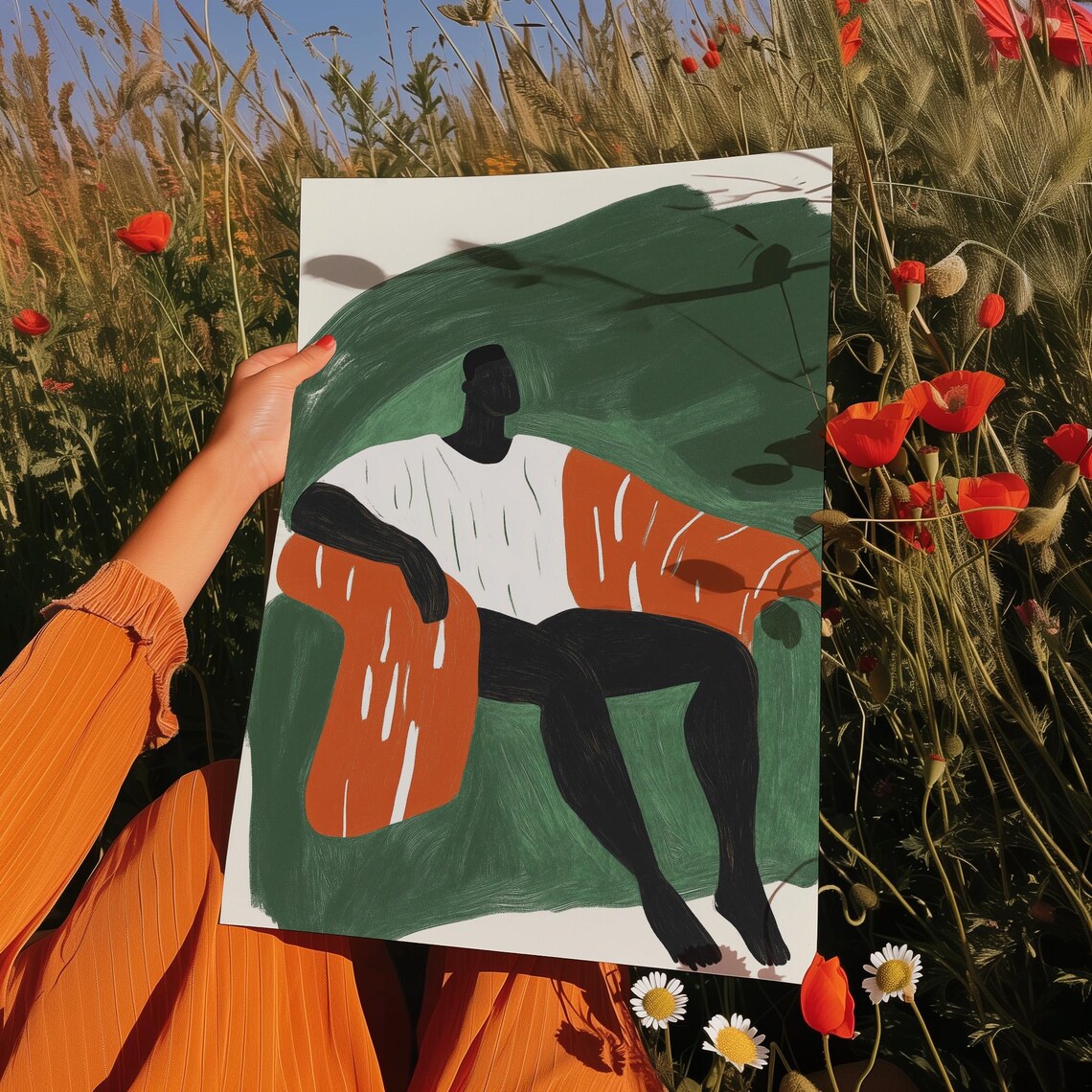 Modern Minimalist Man Print, Abstract Seated Figure - Image 6