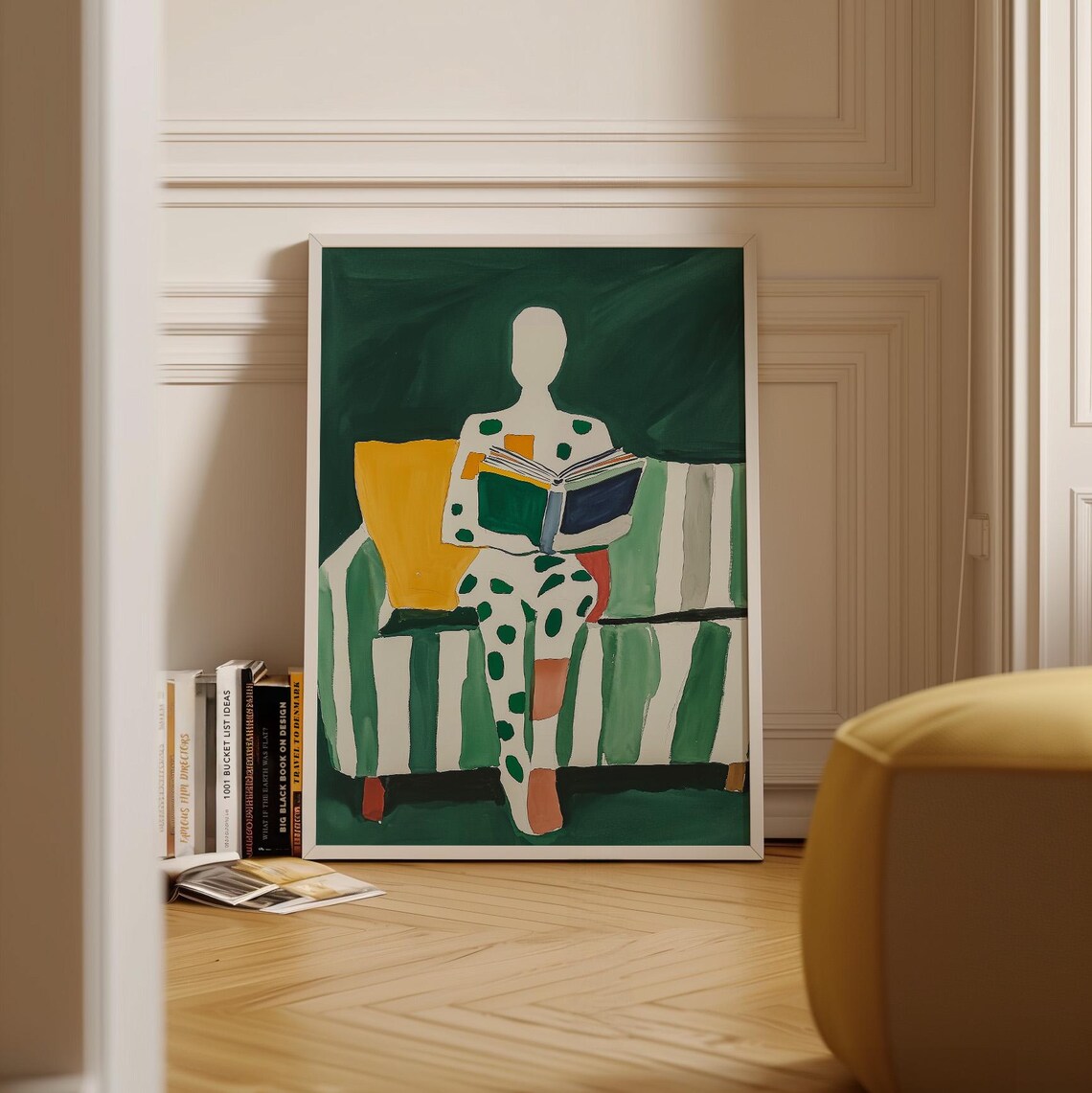 Abstract Reading Figure, Minimalist Home Decor Art Print