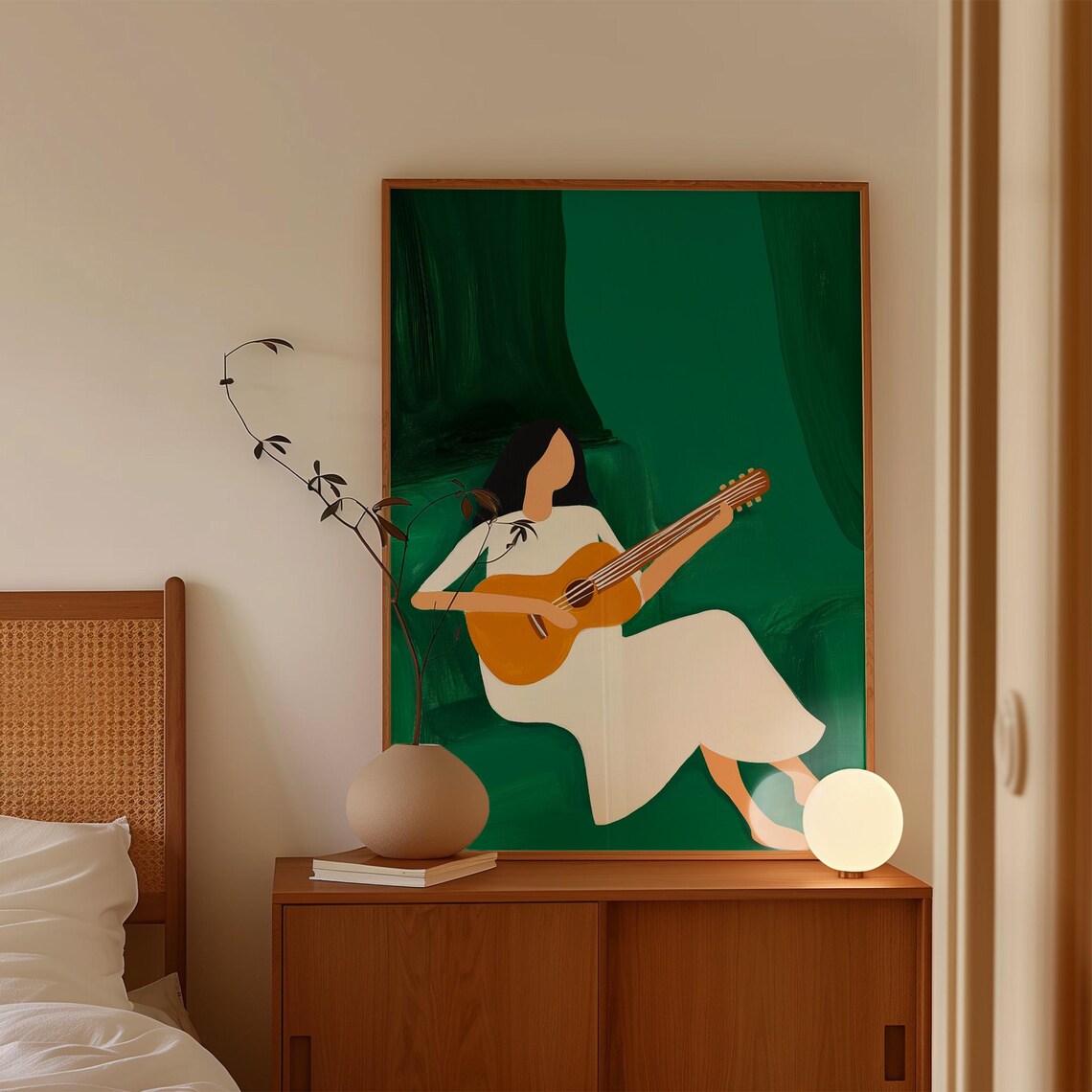 Minimalist Woman Playing Guitar, Music Room Decor - Image 3