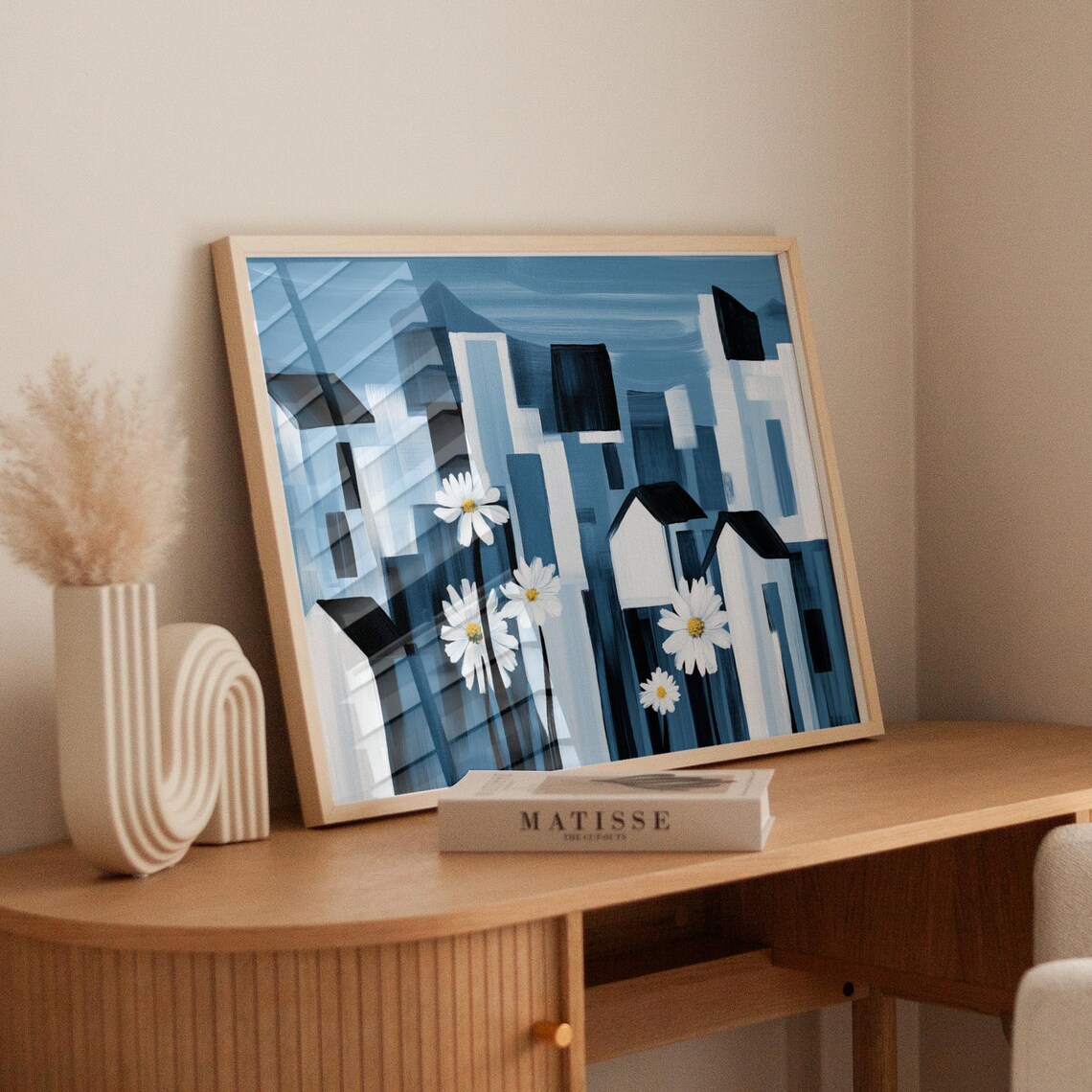Modern Daisy City Wall Art, Abstract Floral Poster - Image 6