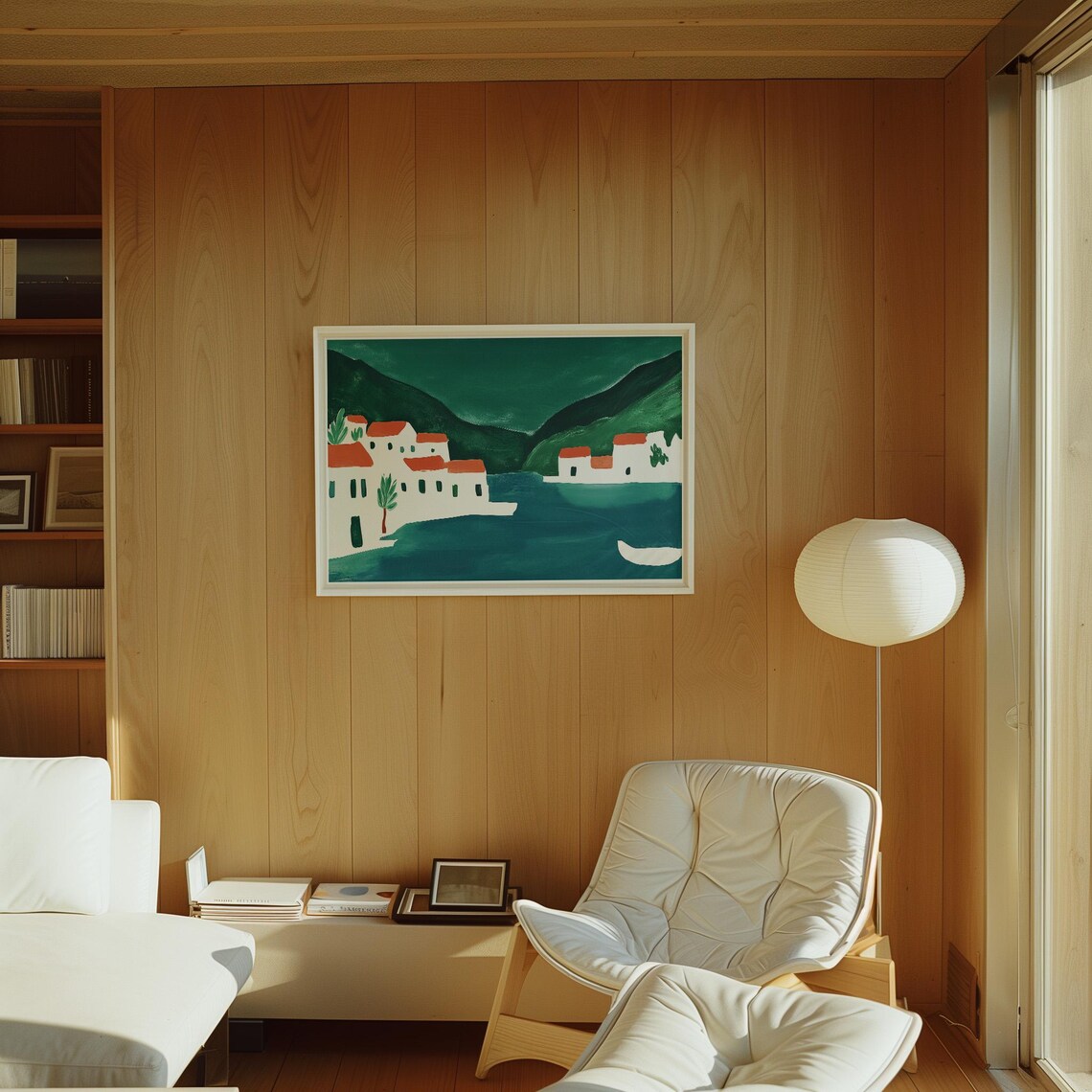 Minimalist Coastal Village, Abstract Landscape Print - Image 3