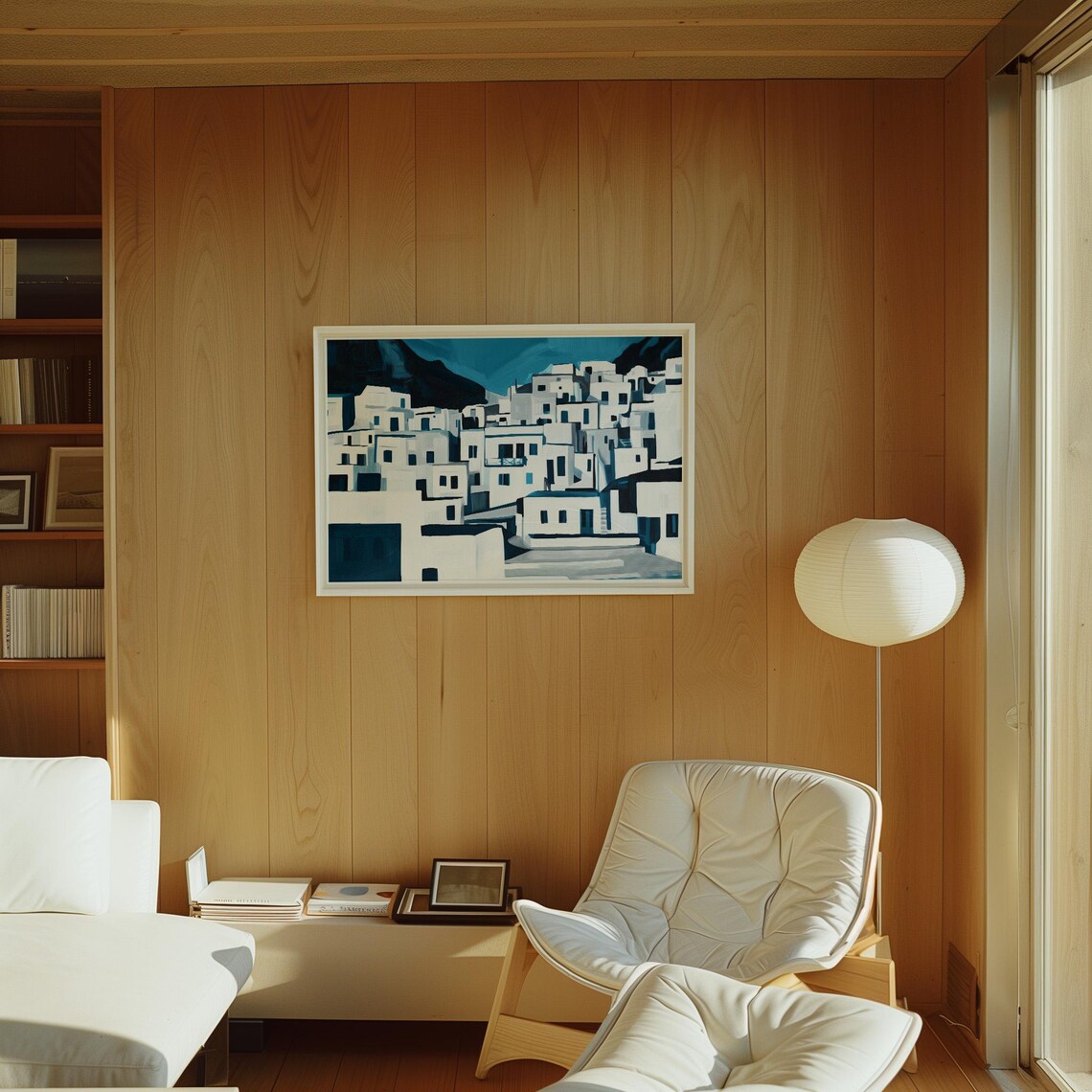 Whitewashed Greek Village, Minimalist Cycladic Art Poster - Image 2