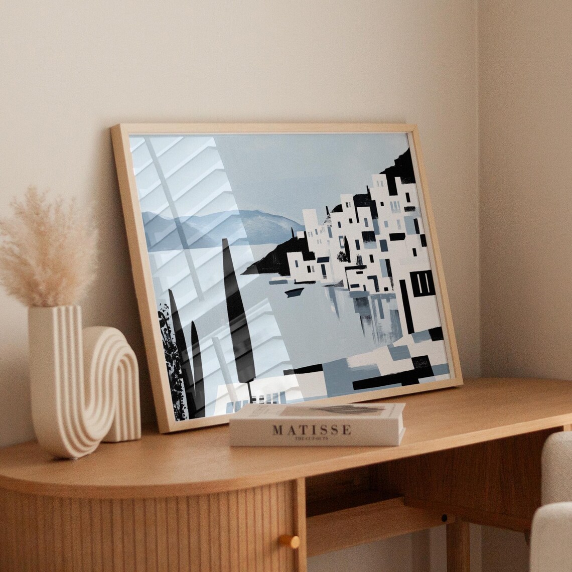 Minimalist Coastal Village, Mediterranean Art Poster - Image 6
