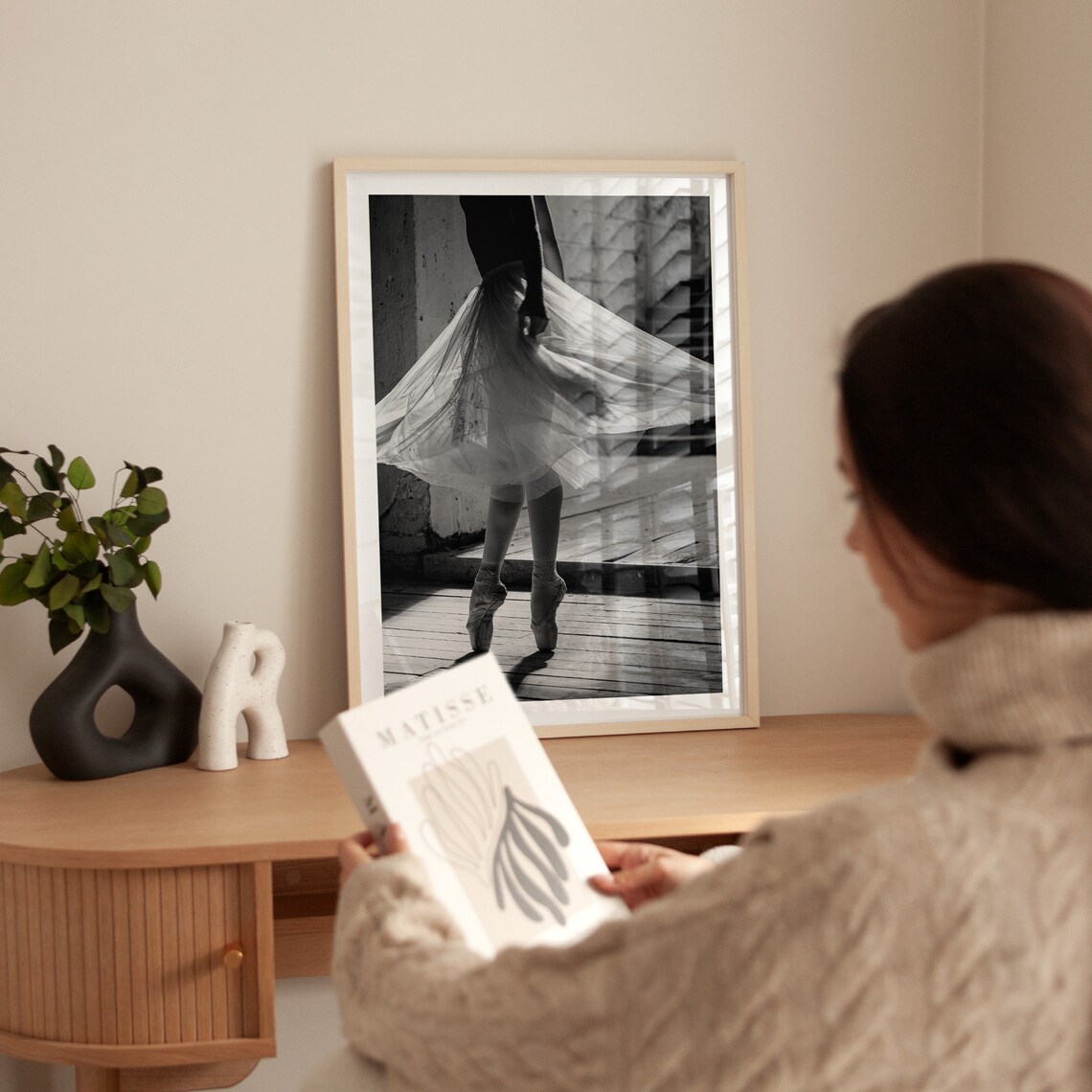 Black White Ballerina En Pointe Tulle Skirt Fine Art Ballet Photo Poster - Image 2