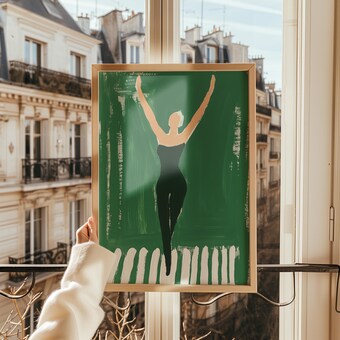 Abstract Woman Stretching, Minimalist Yoga Pose Art Print