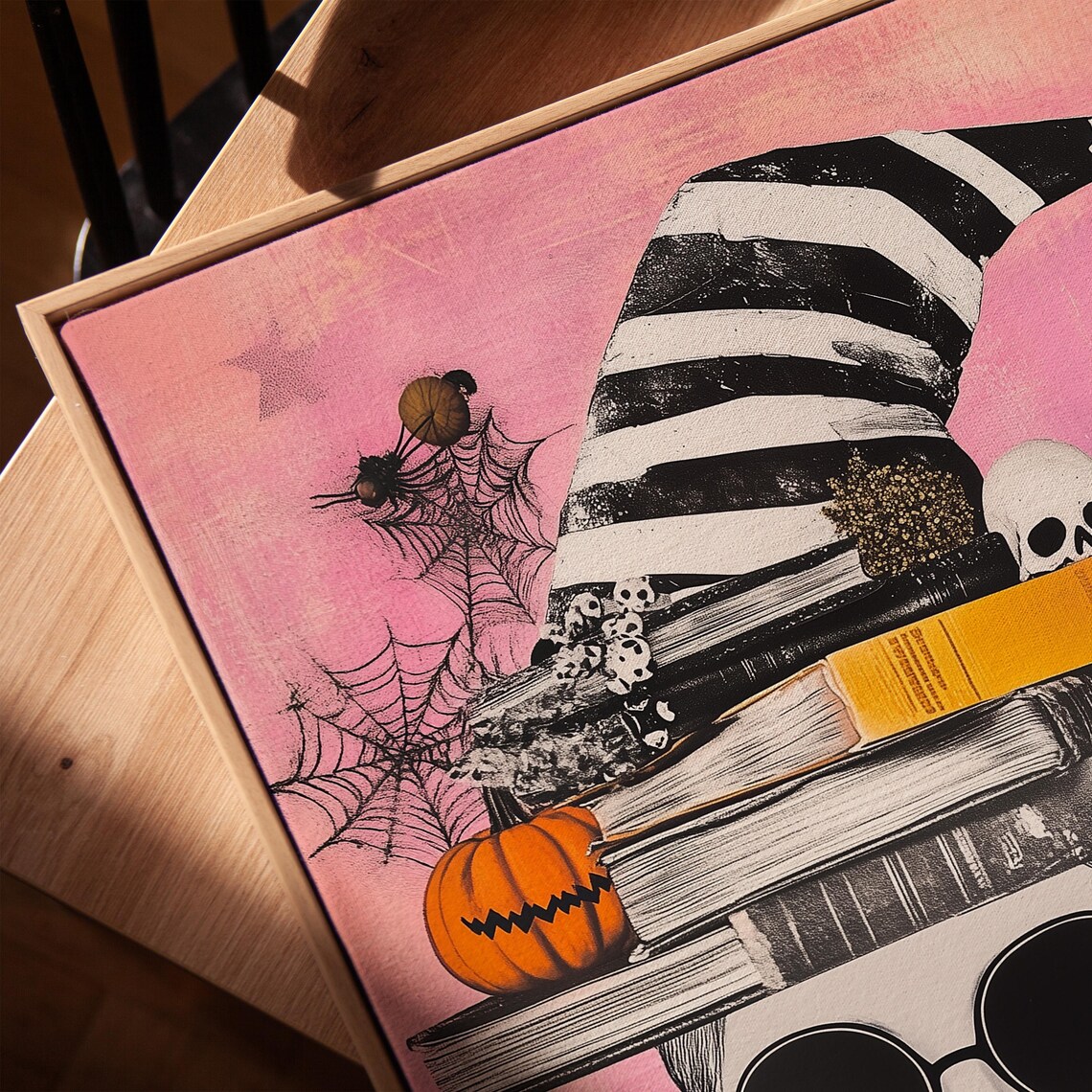 Funky Halloween Witch Art Print, Pink Gothic Decor - Image 3