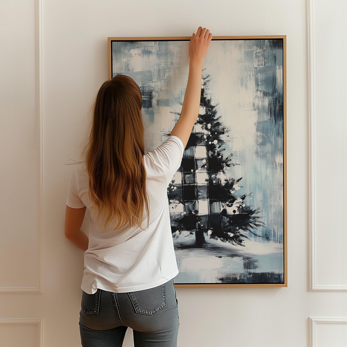 Abstract Christmas Tree Art, Minimalist Holiday Decor - Image 2