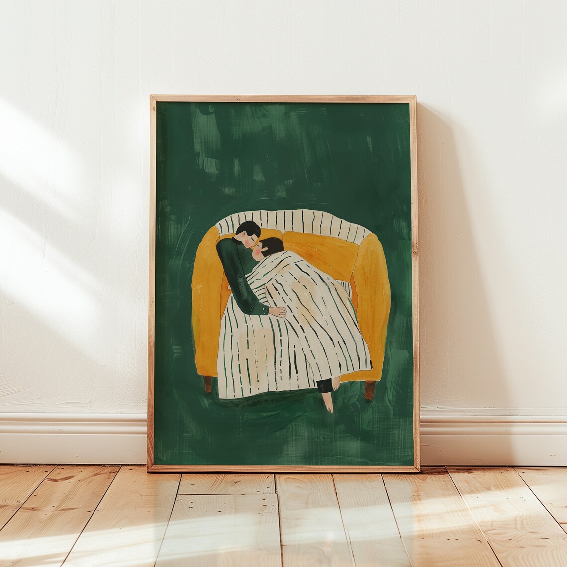 Abstract People Minimalist Art Print, Emerald Green Stripe - Image 2