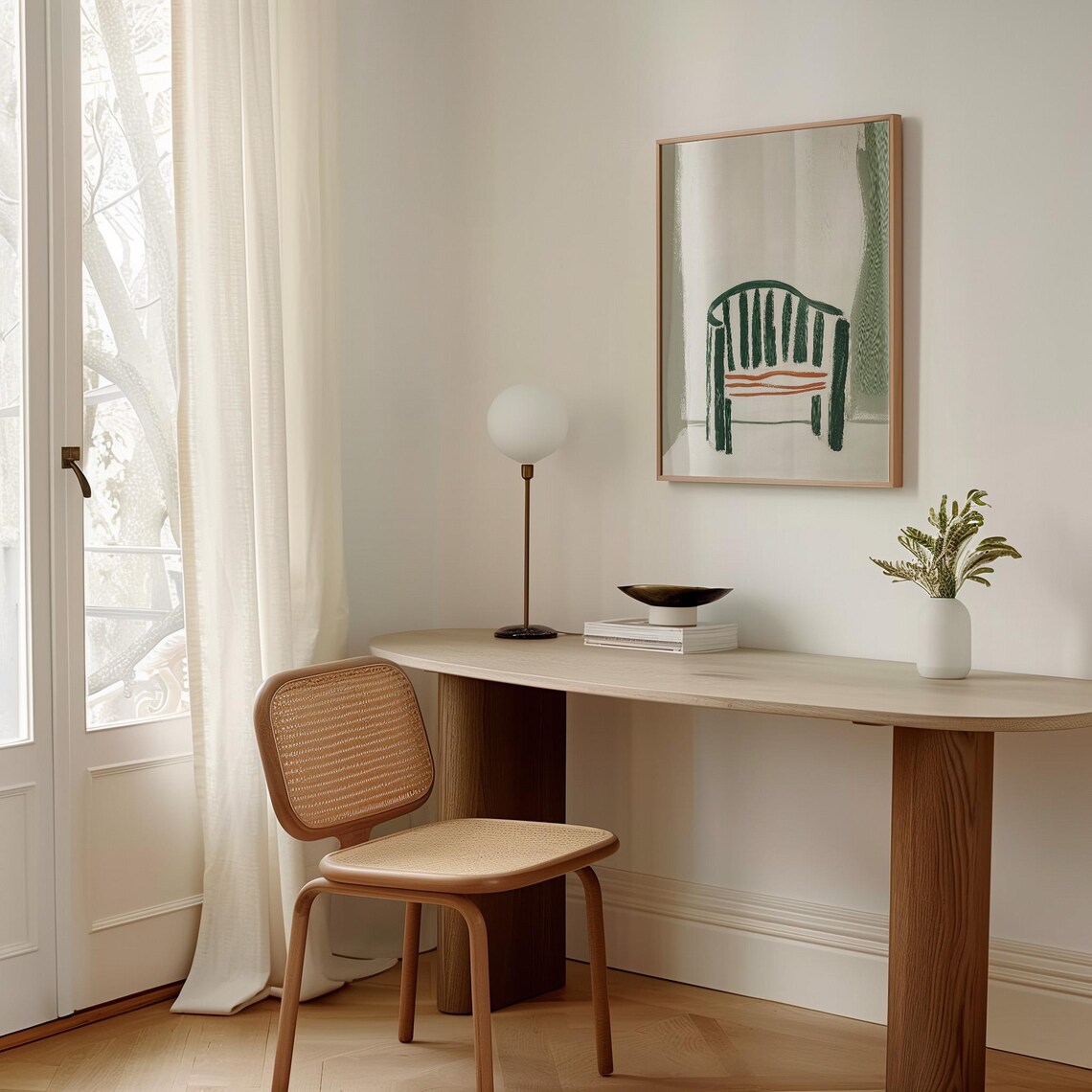 Minimalist Chair Art Print Modern Abstract Furniture Illustration Green Wall Art Contemporary Art Stylish Living Room - Image 4