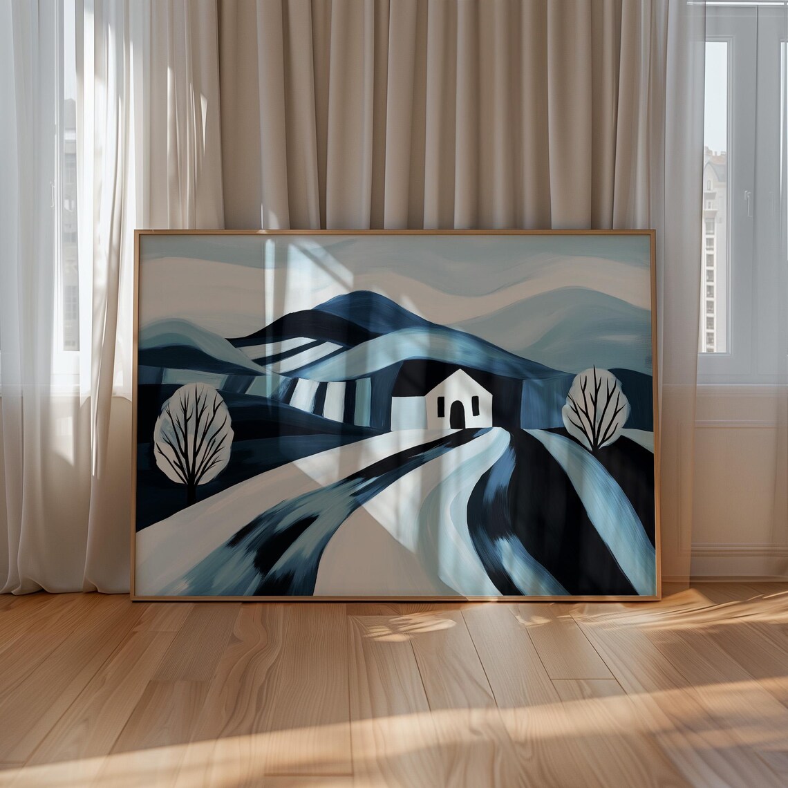 Modern Farmhouse Abstract Hills Countryside, Art Print - Image 3