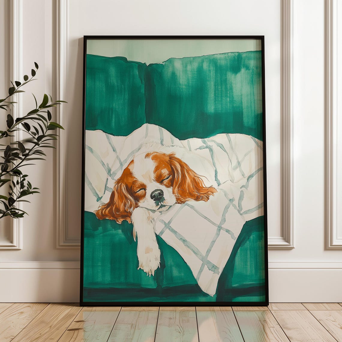 Sleeping Cavalier King Charles Spaniel Cozy Dog Portrait Poster