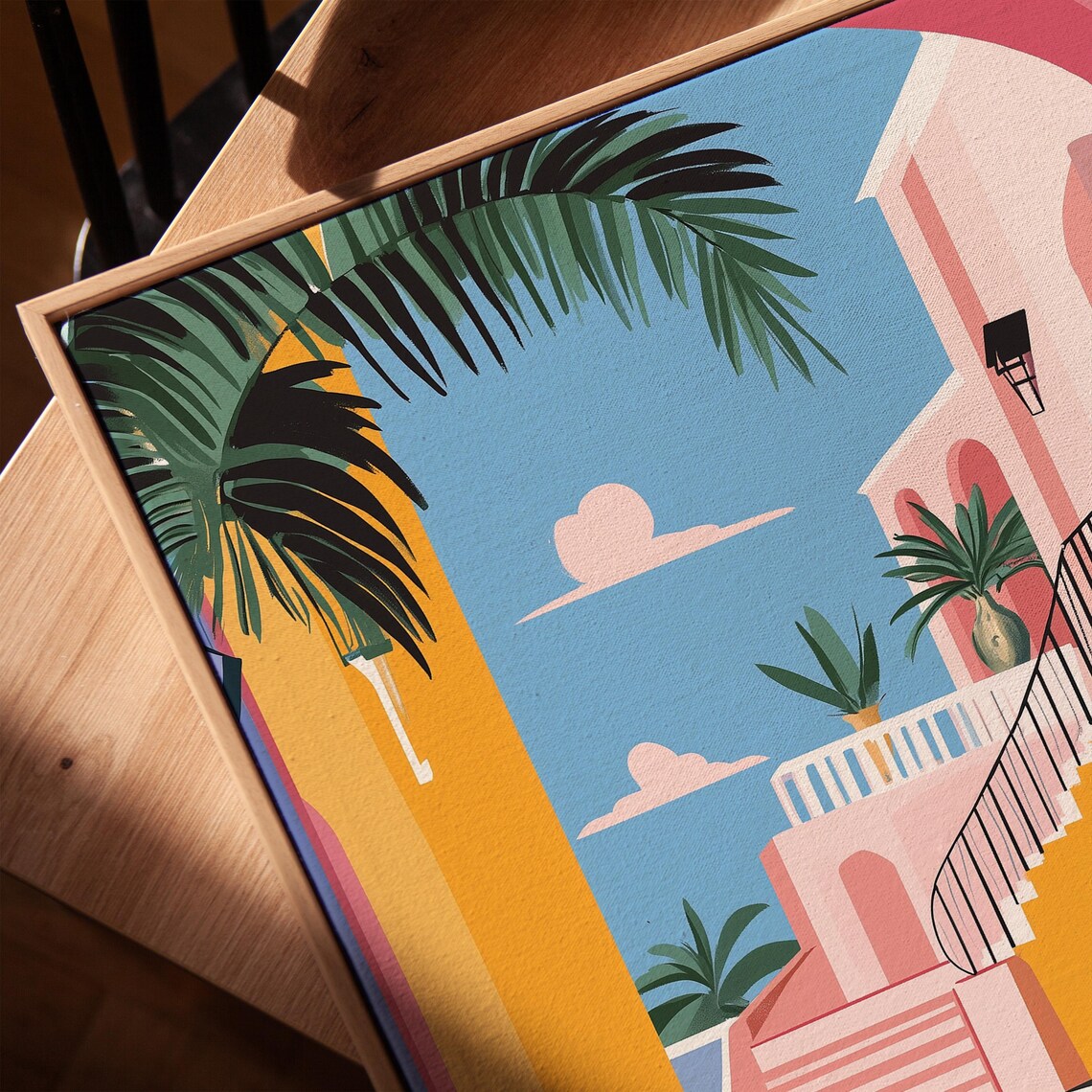 Mediterranean Courtyard, Tropical Modern Art Print - Image 4