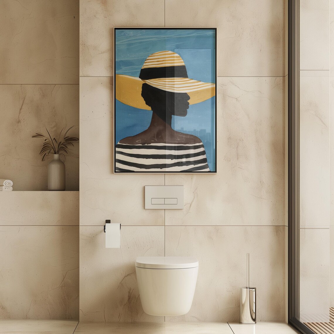 Minimalist Woman With Yellow Hat Art Print - Image 3