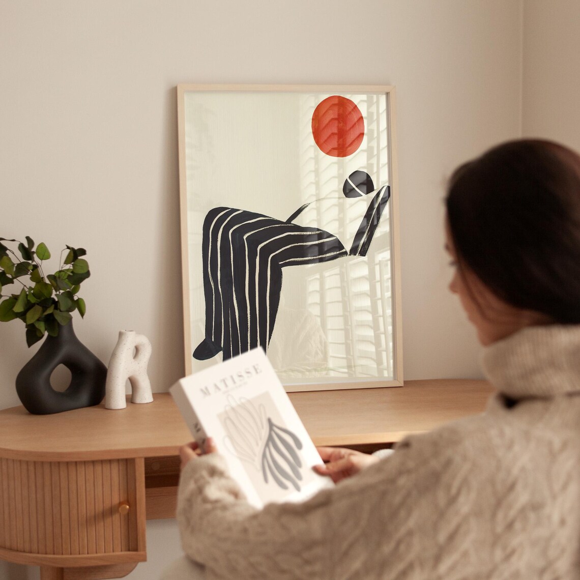 Minimalist Abstract Person, Black and White Line Art Print - Image 5