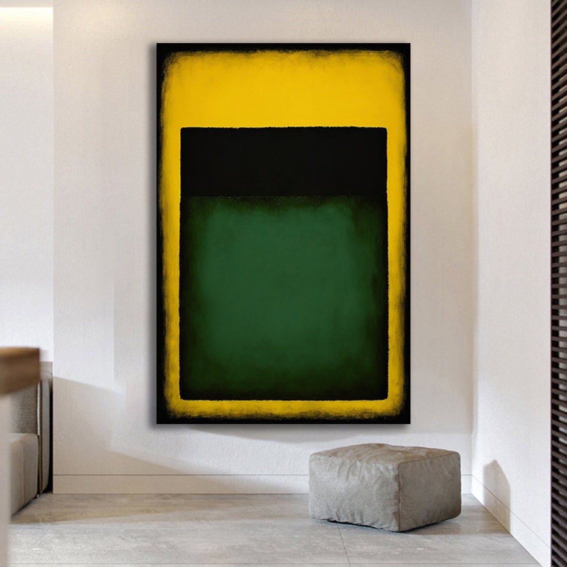 Glowing Yellow Black Green Color Field Rothko Style Art Poster - Image 3