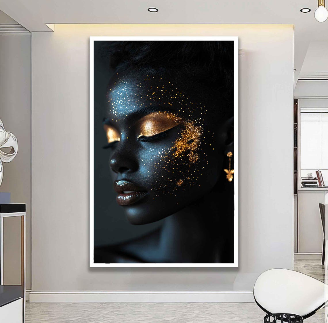 African Woman In Gold Wall Art Woman Face In Gold African Woman Wall Decor African Woman In Gold Wall Art - Image 2