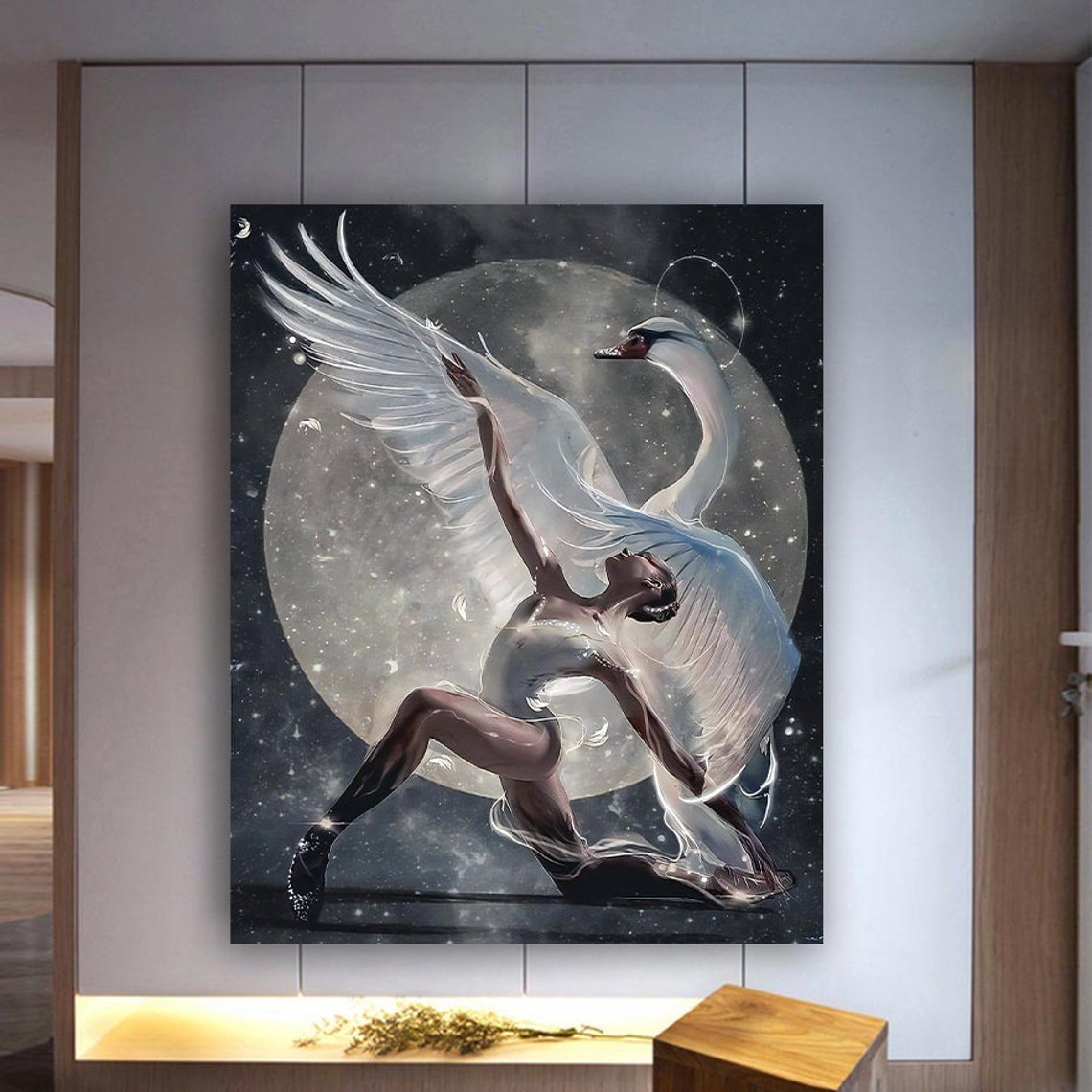 Ballerina Swan Moonlit Dance Elegant Dancer Fantasy Art Poster