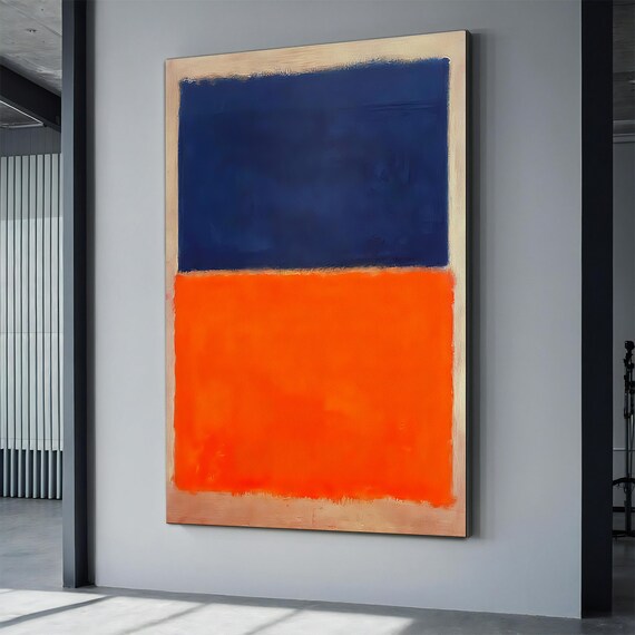 Deep Blue And Bright Orange Rothko Style Color Field Abstract Poster