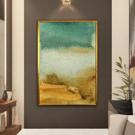Green White Orange Abstract Painting Modern Art Abstract Wall Art