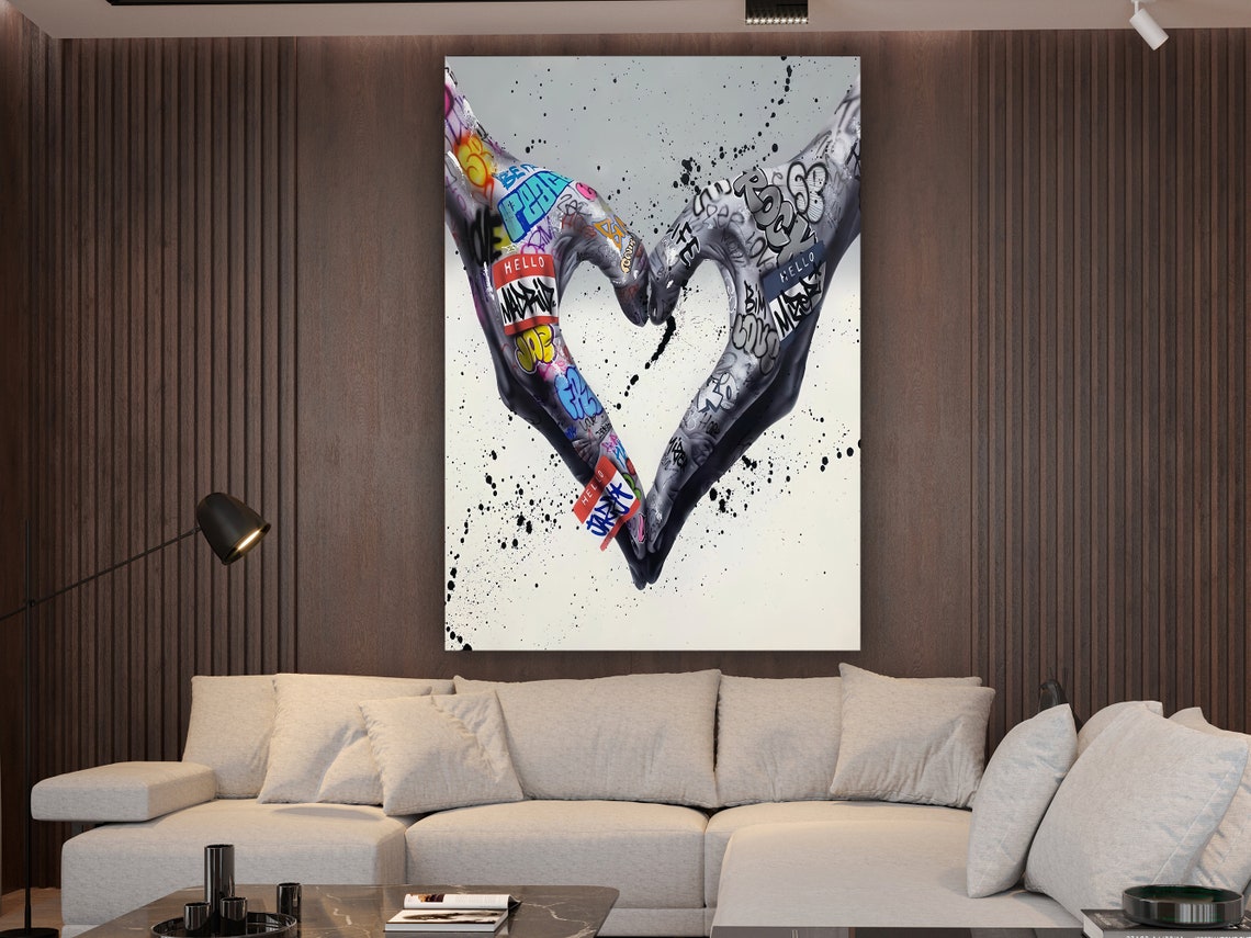 Bold Graffiti Tattooed Hands Heart Shape Urban Street Art Poster - Image 2