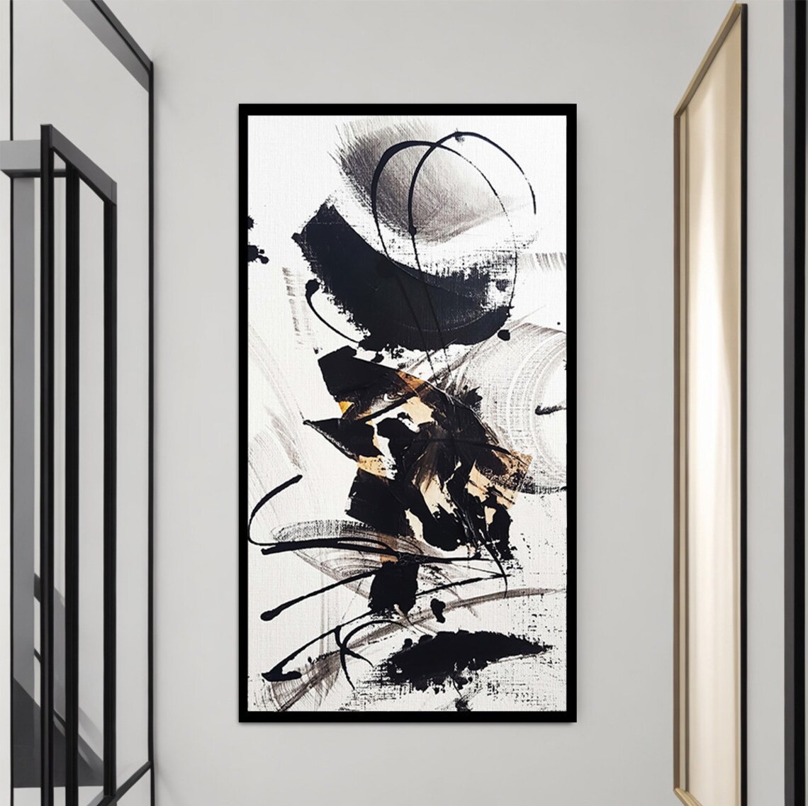 Abstract Painting, Black And White Modern Abstract