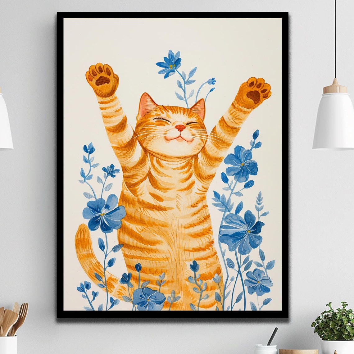 Cat Art Gym Wall Art Sports Prints Sports Posters Cat Gifts Gym Storage Decor Cute Gifts Exercise Gifts Sports Gifts Gym Gifts