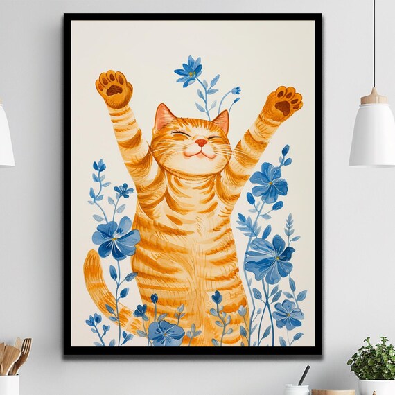 Cat Art Gym Wall Art Sports Prints Sports Posters Cat Gifts Gym Storage Decor Cute Gifts Exercise Gifts Sports Gifts Gym Gifts