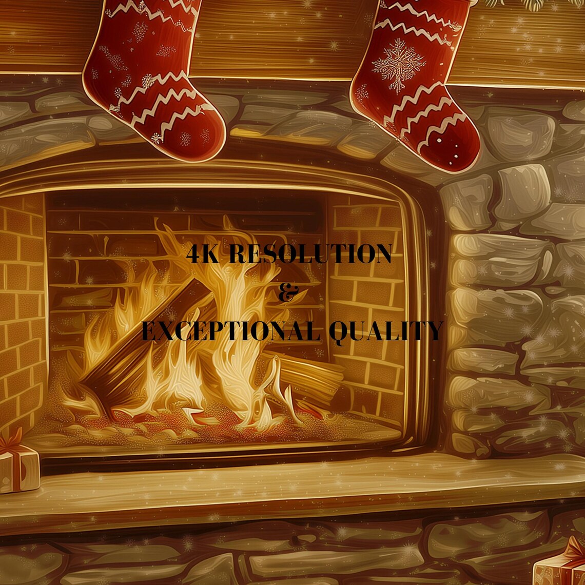 Cozy Christmas Fireplace Stockings Gifts Tree Warm Glow Poster - Image 7