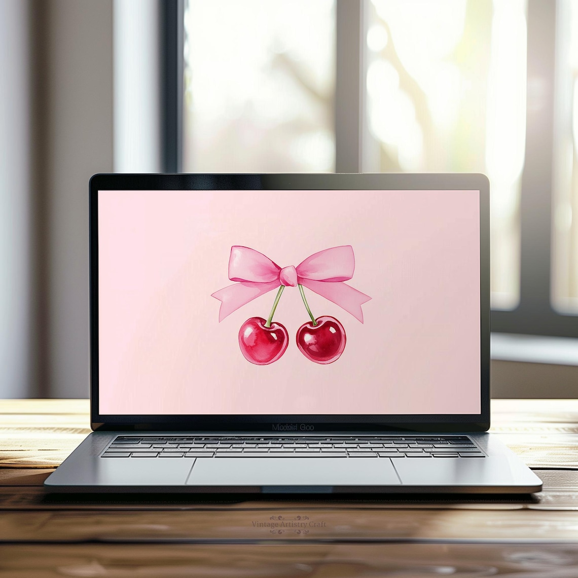 Cherry Bow Pink Romantic Sweet Coquette Watercolor Wallpaper Poster - Image 6