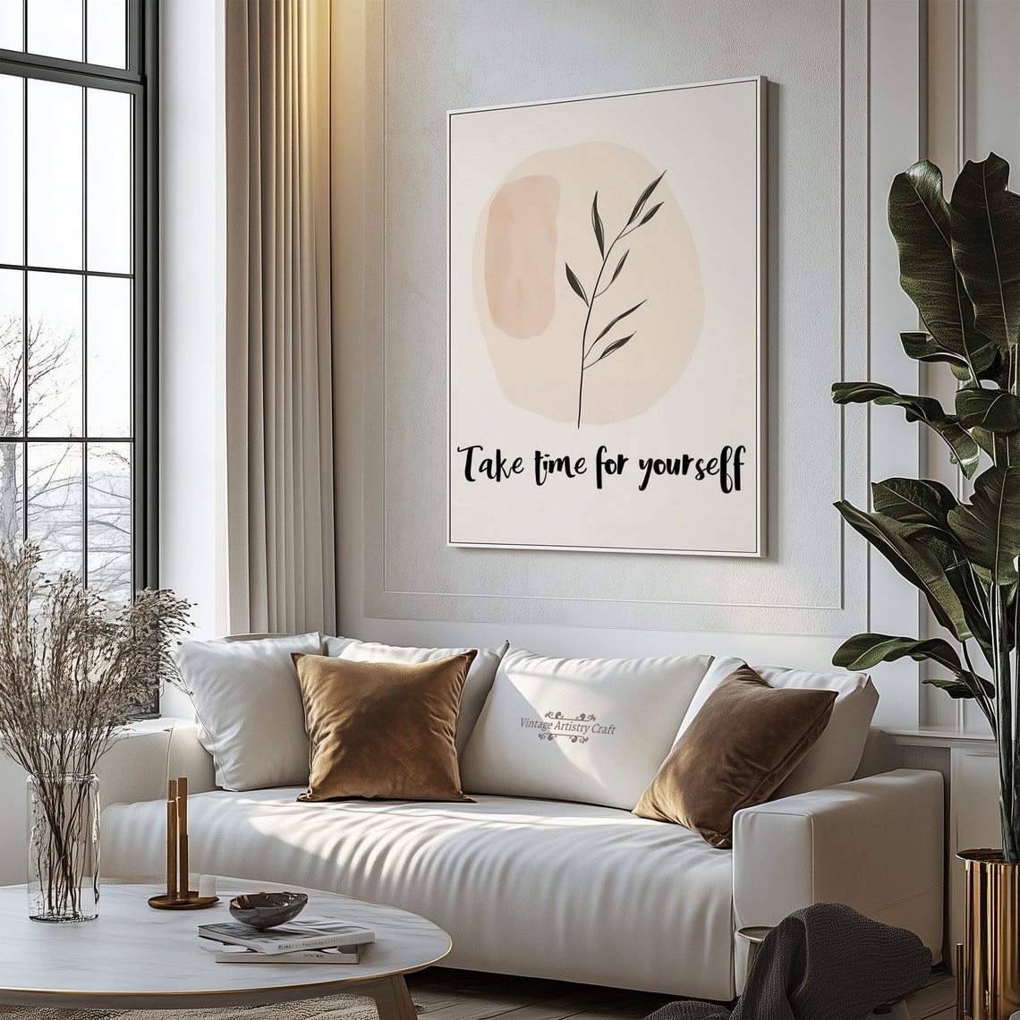 Take Time For Yourself Minimalist Botanical Self Care Poster - Image 5