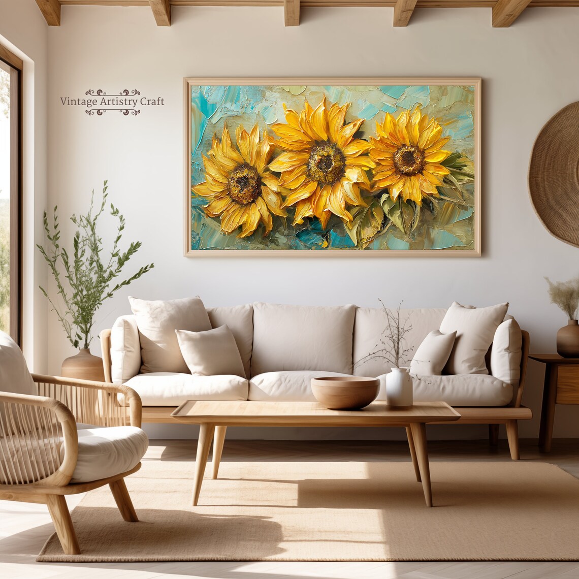 Bold Sunflowers Impasto Oil Painting Vibrant Summer Floral Poster - Image 6