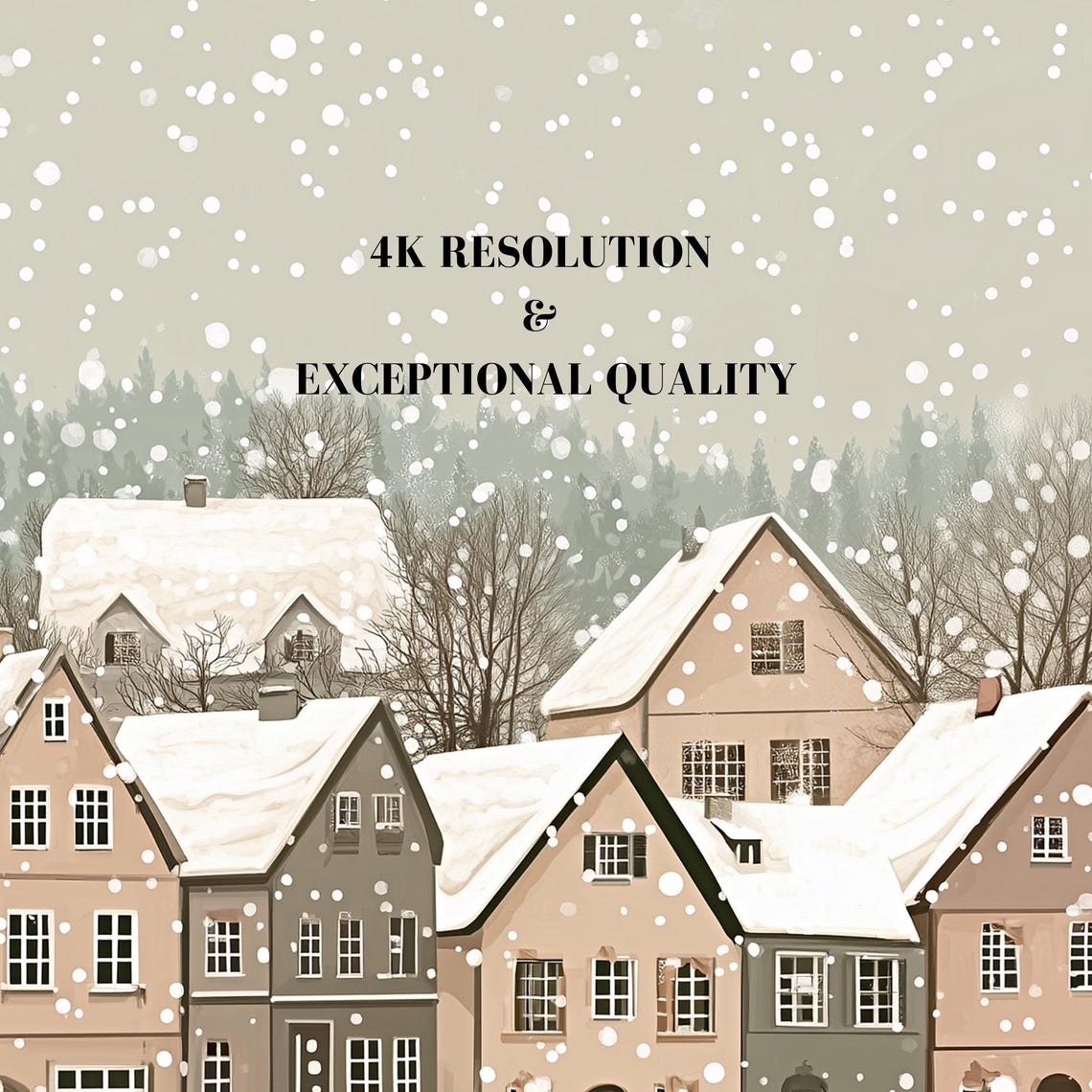 Snowy Village Church Tower Falling Snow Cozy Winter Scene Poster - Image 7