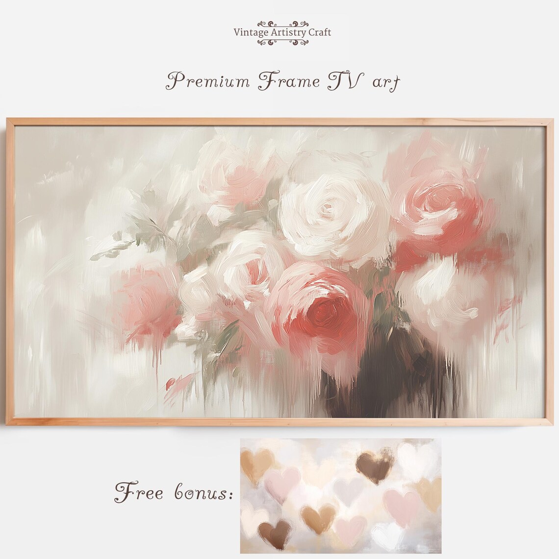 Blush Pink Roses Bouquet Elegant Watercolor Romantic Floral Poster