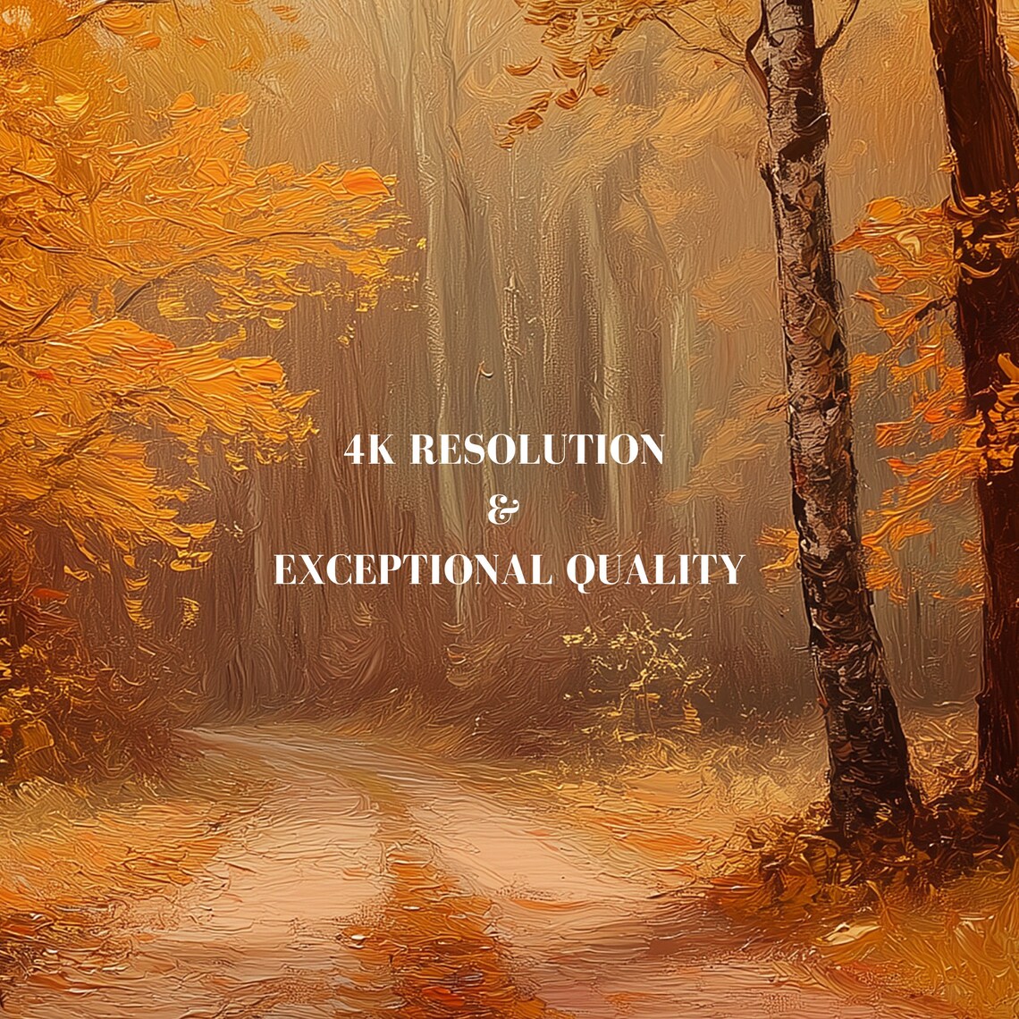 Golden Autumn Forest Path Misty Morning Vintage Oil Painting Poster - Image 7