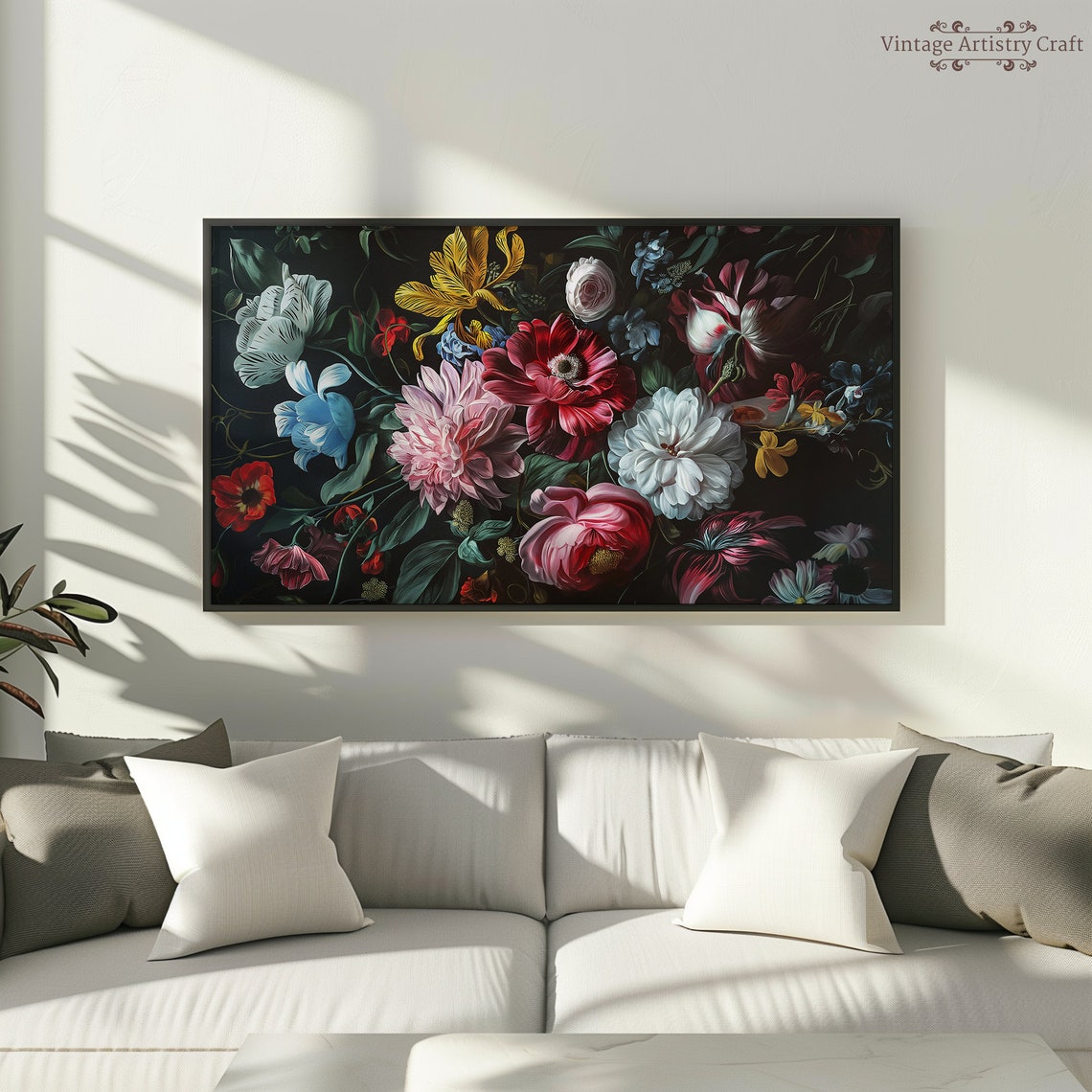 Dark Dutch Masters Floral Still Life Peonies Roses Black Poster - Image 7
