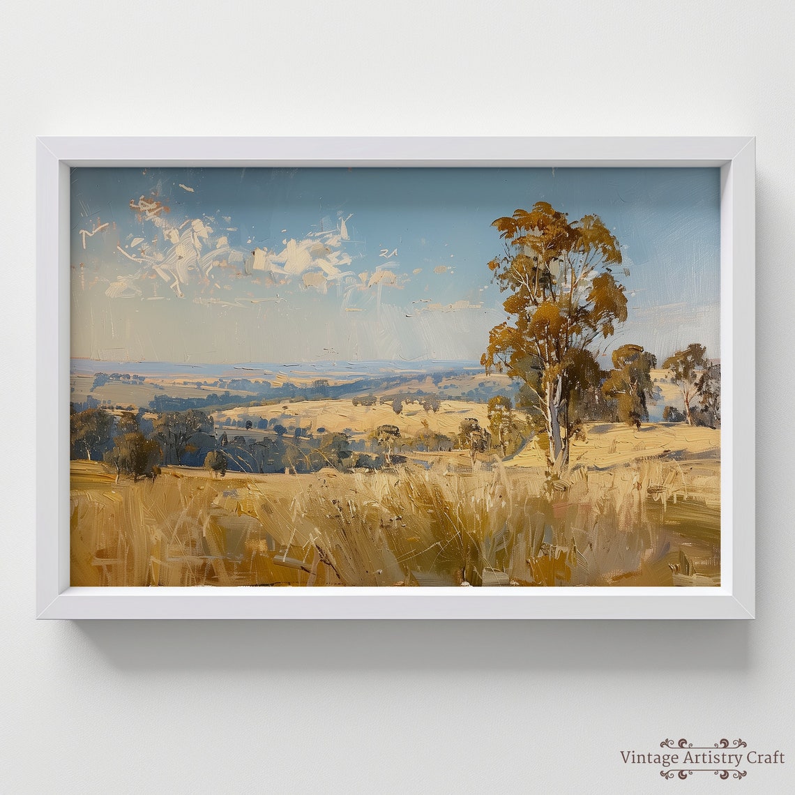Golden Grassland With Eucalyptus Trees Sunny Summer Landscape Poster - Image 7
