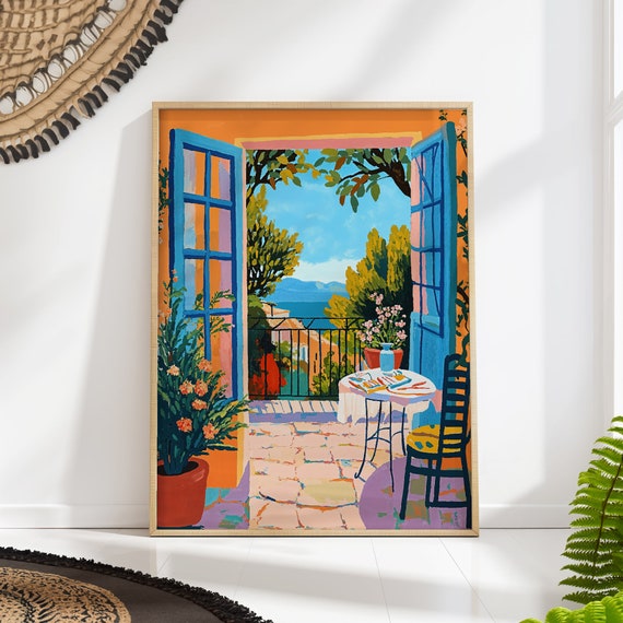 Mediterranean Window View, Matisse Inspired Art Print