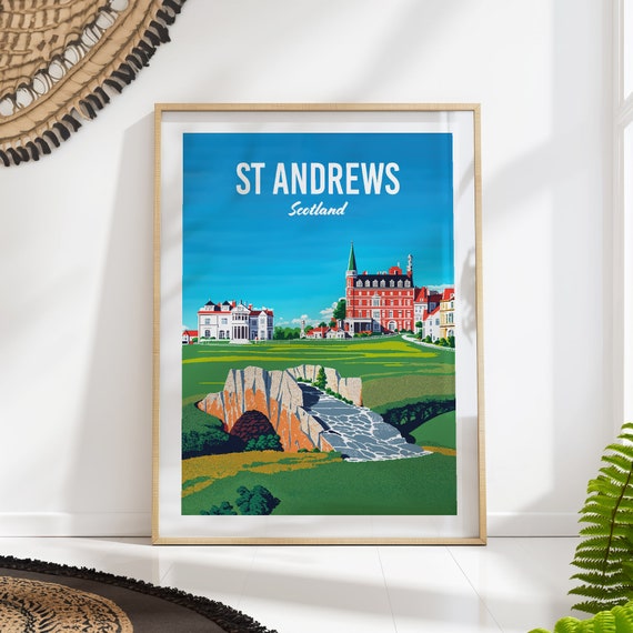 St Andrews Scotland Travel Poster Vintage Golf Wall Art