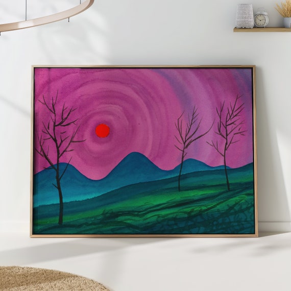 Surreal Mountain Landscape Print Karl Wiener Sunset Art 1928 Printed On Luxury Paper