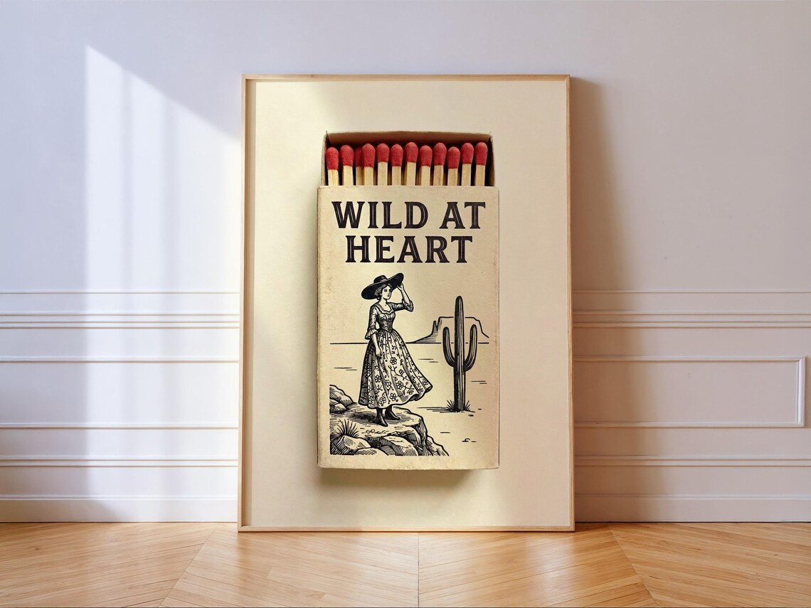 Wild At Heart Cowgirl Matchbox, Vintage Poster