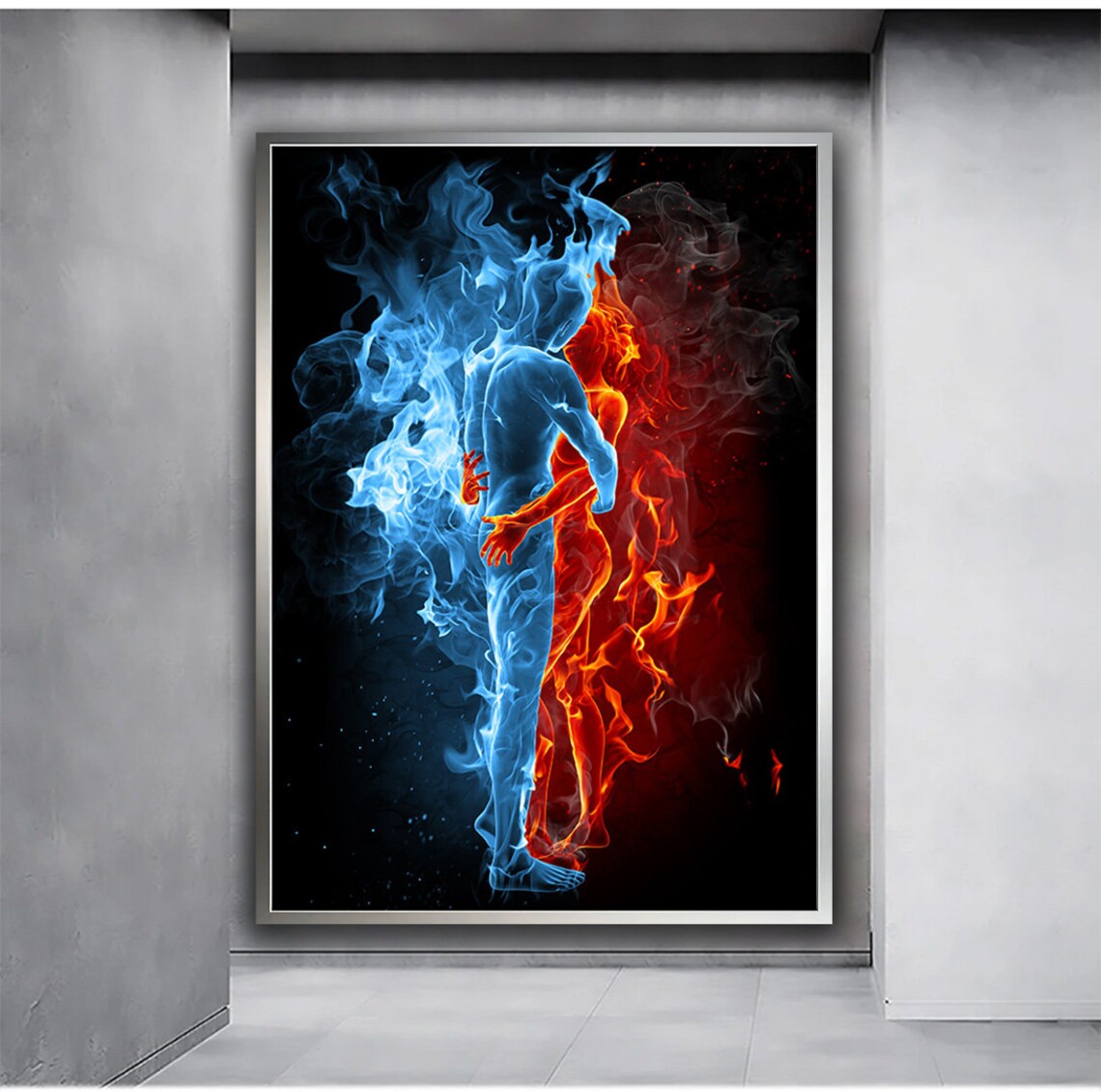 Fire And Water Couple Hugging Love Wall Art Print - Image 4