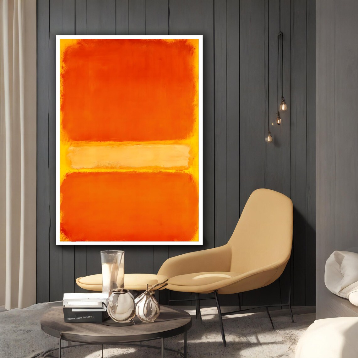 Mark Rothko-Inspired Orange Yellow Abstract Art Print - Image 2