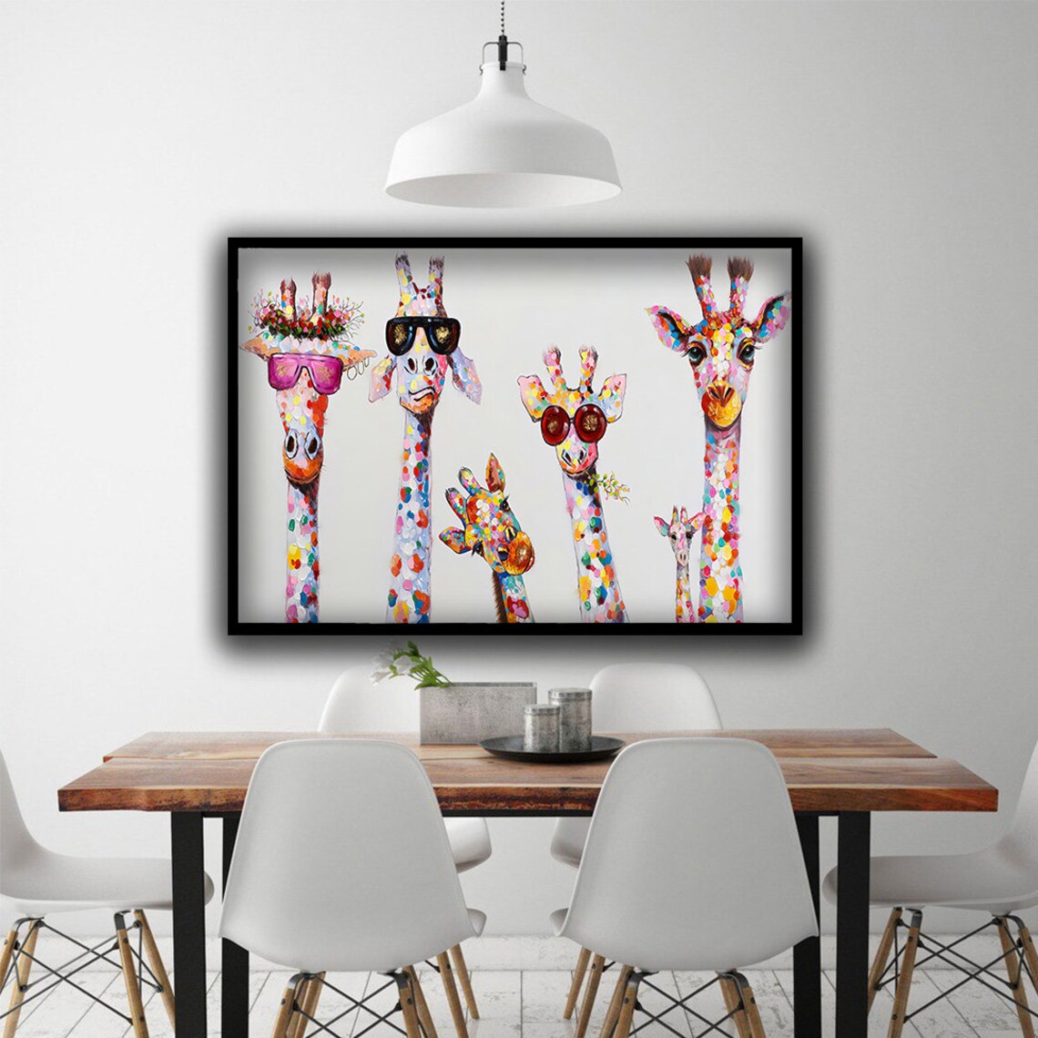 Funny Giraffe Family Sunglasses Colorful Pop Art Playful Animal Wall Art - Image 3