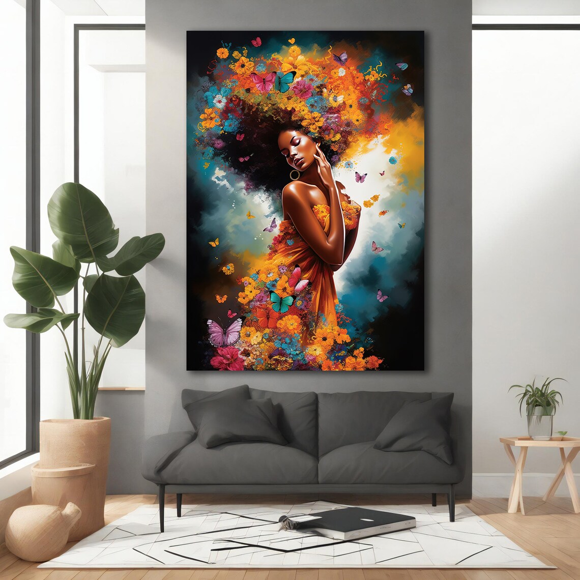 African Woman Modern Natural Wall Art Print - Image 3