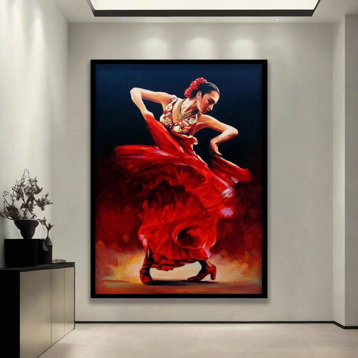 Passionate Flamenco Dancer in Red Dress Spanish Dance Art Poster - Image 3