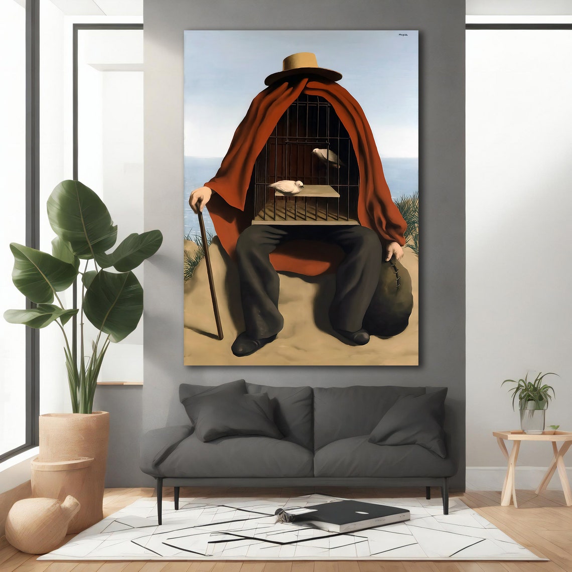 Rene Magritte The Therapist Birdcage Man Surreal Classic Art Poster - Image 3