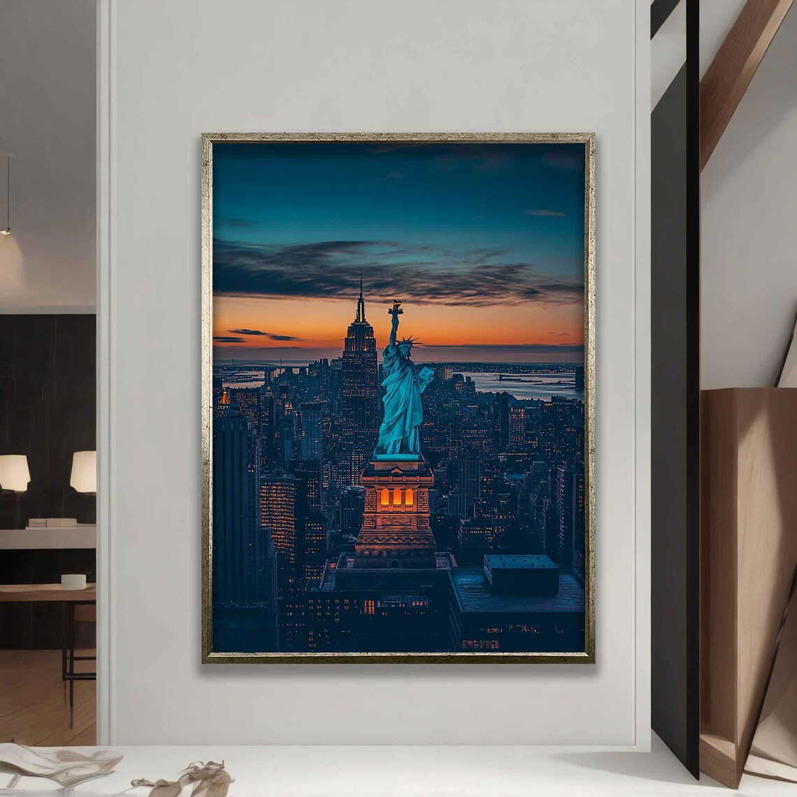Statue Of Liberty Manhattan Skyline Sunset New York City View Poster - Image 5