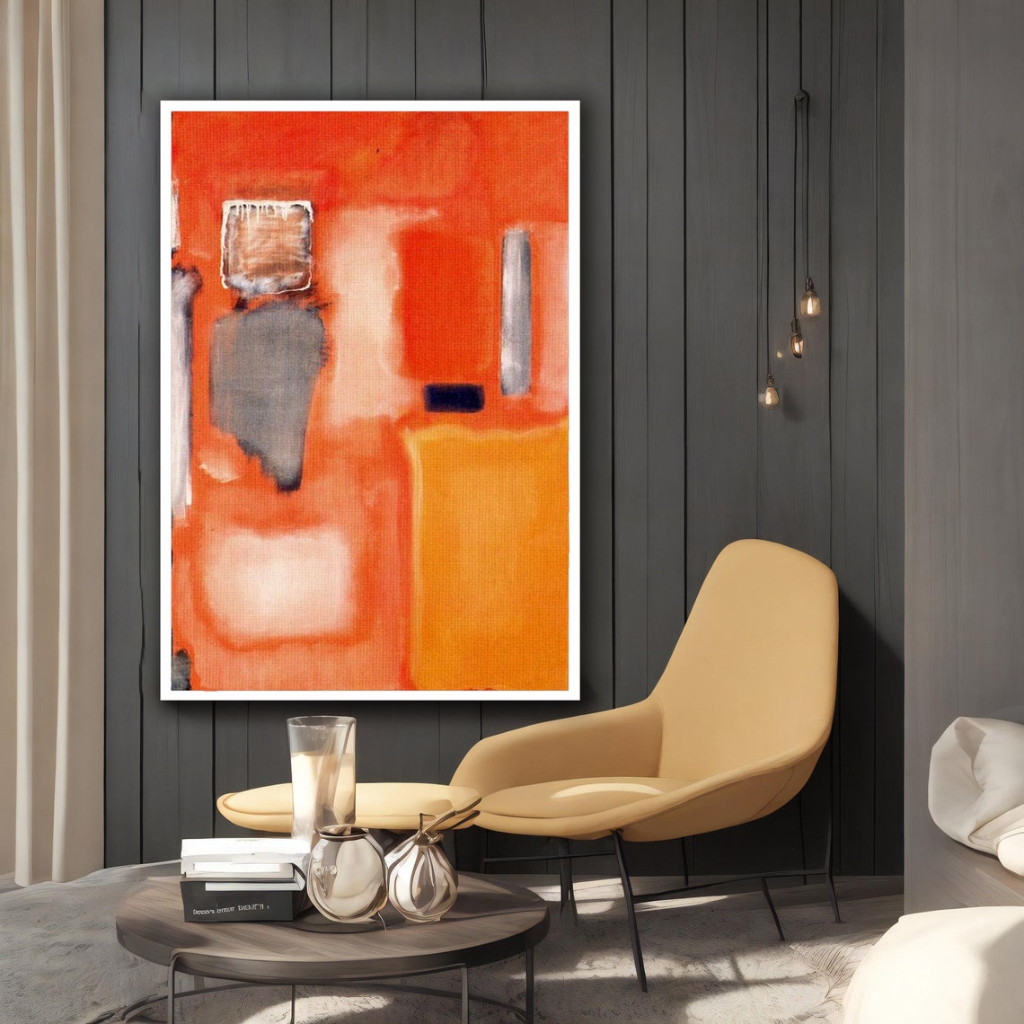 Mark Rothko Style Orange Floating Rectangles Modern Abstract Print - Image 2