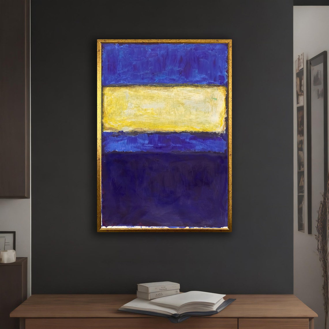 Mark Rothko Style Blue Yellow Indigo Color Field Abstract Poster - Image 3