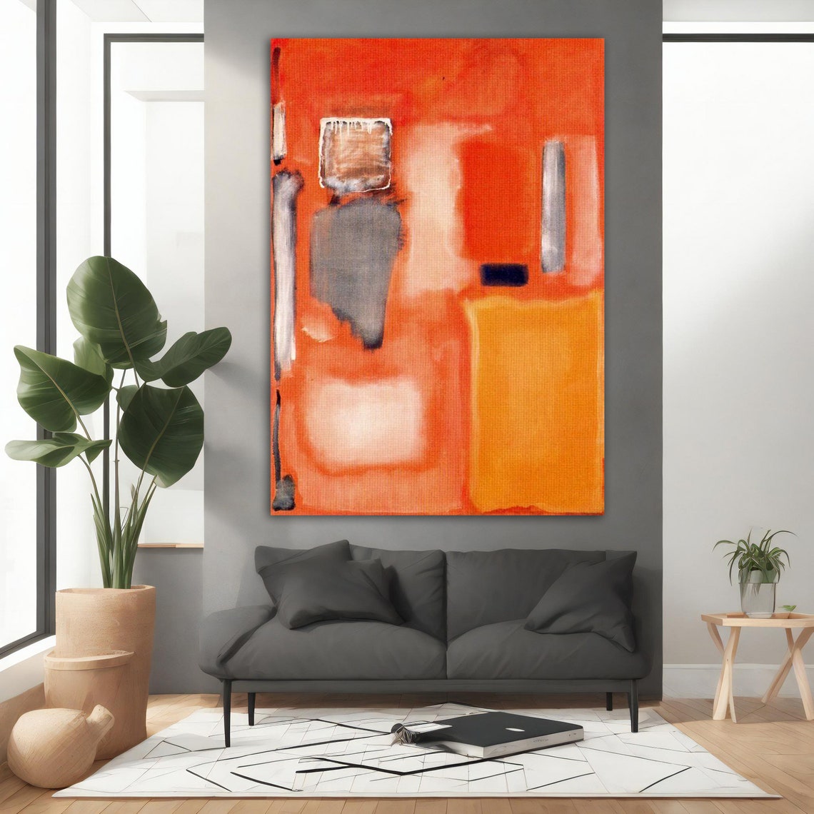 Mark Rothko Style Orange Floating Rectangles Modern Abstract Print - Image 5